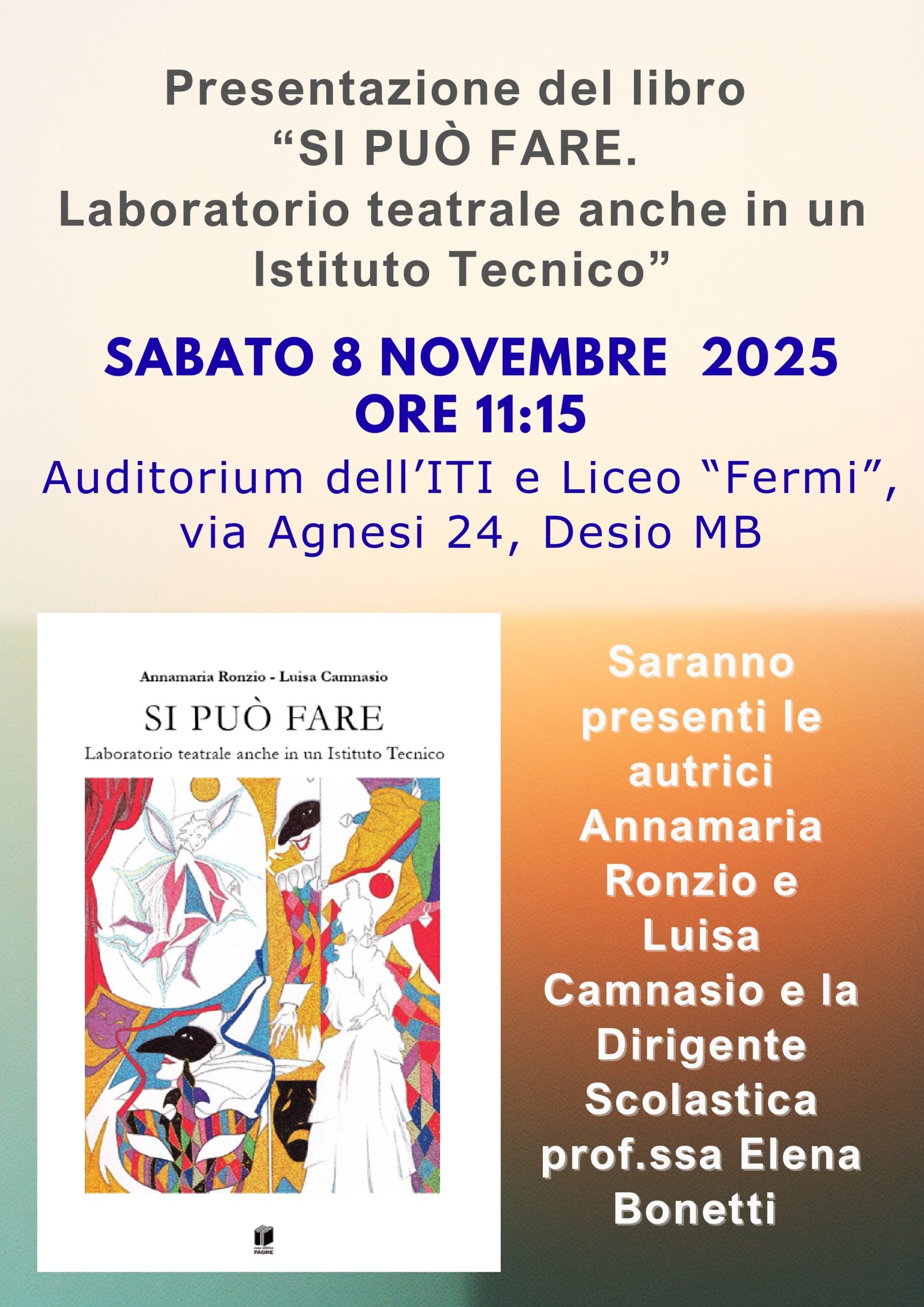 Al momento stai visualizzando Presentazione del libro: “Si può fare”. Laboratorio teatrale anche in un Istituto Tecnico
